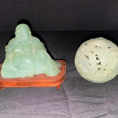 LOT#24: Pierced Jade Ball & Buddha