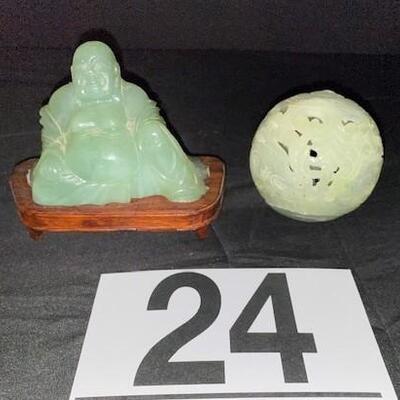 LOT#24: Pierced Jade Ball & Buddha