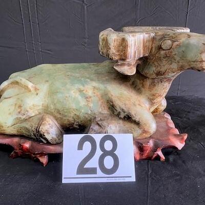 LOT#28: Large Carved Chinese Jade Water Buffalo