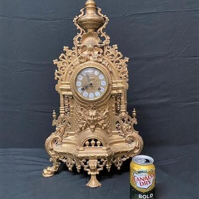 LOT#31: Italian Imperial Gilt Brass Rococo Style Mantle Clock