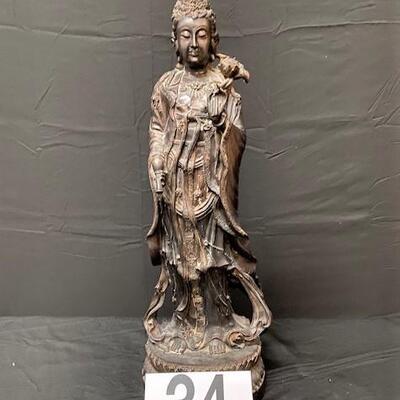 LOT#34: Patinated Bronze Kuan-Yin Statue
