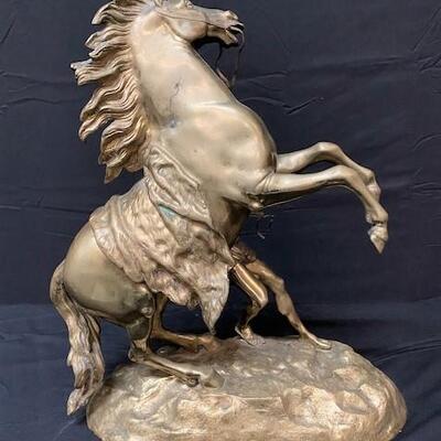 LOT#37: Signed Cousteau Horse with Rider Believed to be Bronze