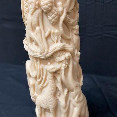 LOT#42: Pair of Faux Ivory Carved Tusks