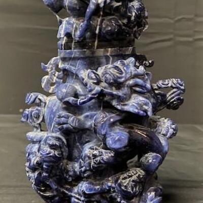 LOT#51: Carved Lapis Chinese Pieces