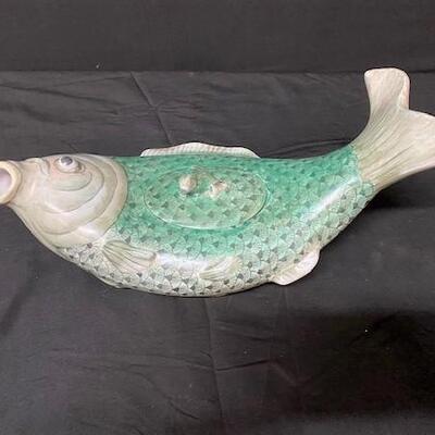LOT#55: Signed Asian Porcelain Fish Tureen