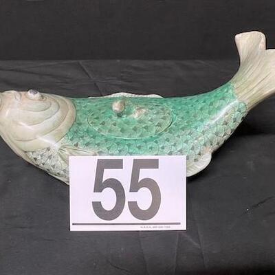LOT#55: Signed Asian Porcelain Fish Tureen
