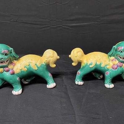 LOT#59: Asian Porcelain Glazed Foo Dogs