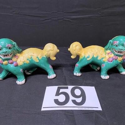 LOT#59: Asian Porcelain Glazed Foo Dogs