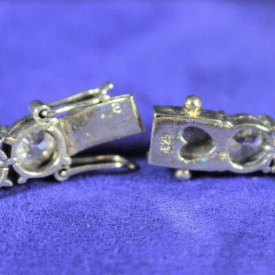 LOT#82: Marked .925 Silver Vermeil Bracelet with White Stones 24.1g
