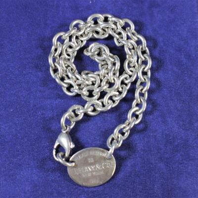 LOT#84: Marked .925 Silver Tiffany & Co Necklace 52.4g