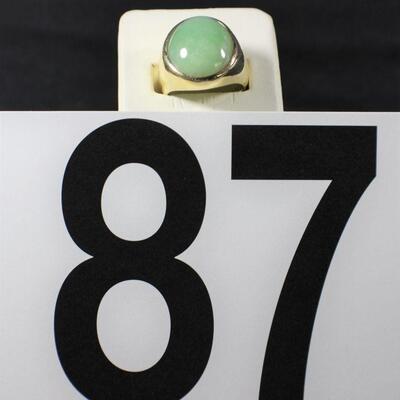 LOT#87: Stamped 14K Gold Men's Jade Ring 12.3g