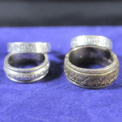 LOT#90: 4 Marked .925 Silver Men's Rings 28.2g