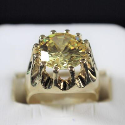 LOT#97: Stamped 14K Gold Citrine Colored Stone Ring 9.8g