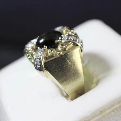 LOT#98: Stamped 14K Gold Multicolored Cabochon Ring 9.2g