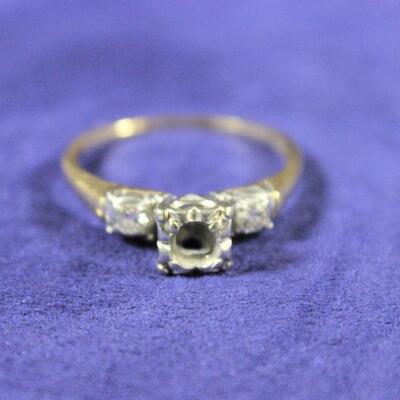 LOT#103: Stamped 14K Gold Antique Ring - Missing Center Stone #3 2.1g
