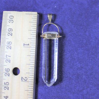 LOT#104: Believed to be Quartz Pendent with Stamped 14K Gold Bezel 6.9g