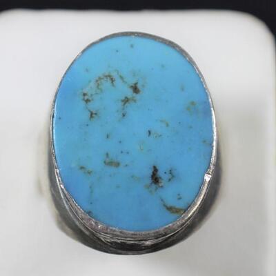 LOT#106: Tests .925 Silver Ring with Turquoise 31.7g