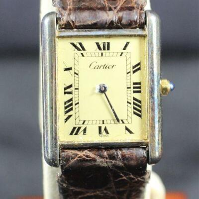 LOT#111: Cartier Vermeil Tank Quartz Argent .925