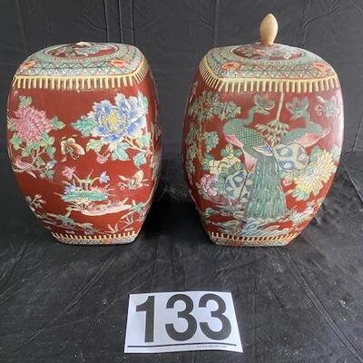 LOT#133: Believed to be Chinese Covered Vases