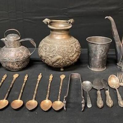 LOT#136: Silver-plate, Gold-plate & Copper Lot