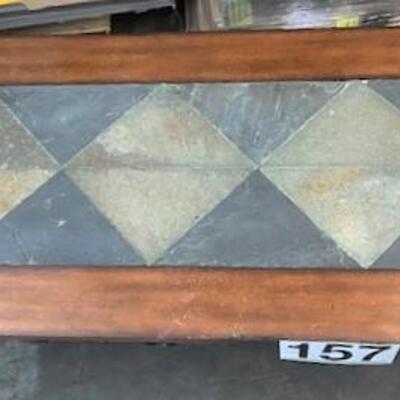 LOT#157: Hall Table with Cast Iron Base & Slate Top
