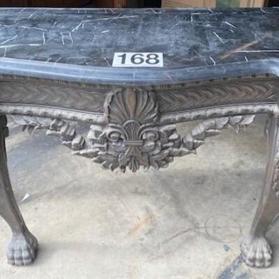 LOT#168: Claw Footed Console Table with Tile Marble Top