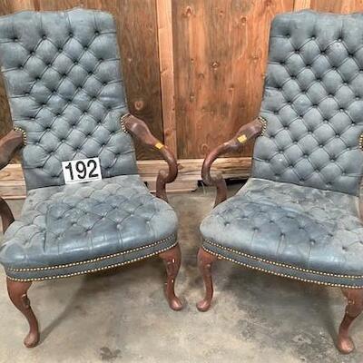 LOT#192: Tacked Victorian Arm Chairs