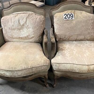 LOT#209: Pair of Handcock & Moore Provencal Style Parlor Chairs