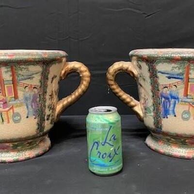 LOT#216: Pair of Handled Vases