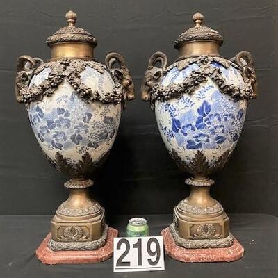 LOT#219: Large French Mounted Urns