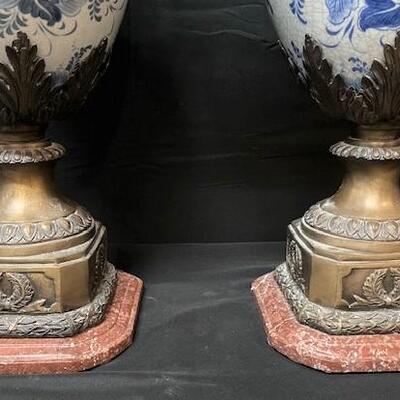 LOT#219: Large French Mounted Urns