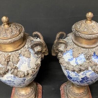 LOT#219: Large French Mounted Urns
