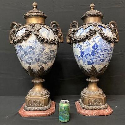 LOT#219: Large French Mounted Urns