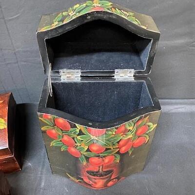 LOT#224: Assorted Painted Wooden Storage Boxes