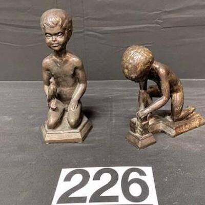 LOT#226: Heavy Bronze Juvenile Statues