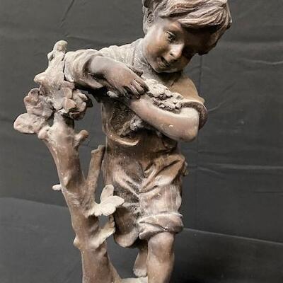 LOT#227: Bronze Juvenile Statues on Marble Base