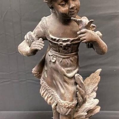 LOT#227: Bronze Juvenile Statues on Marble Base