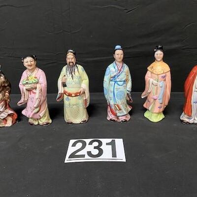 LOT#231: Believed to be Hand painted Porcelain Chinese Figures