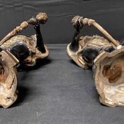 LOT#233: Vintage Bronze Blackamoor Candleholders