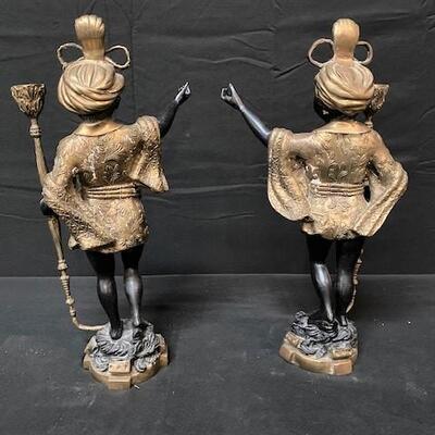 LOT#233: Vintage Bronze Blackamoor Candleholders