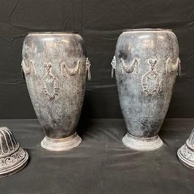 LOT#250: Bombay Company Covered Metal Urns