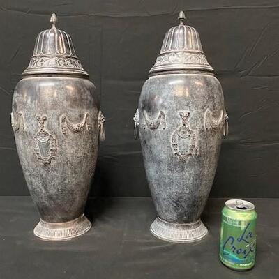 LOT#250: Bombay Company Covered Metal Urns