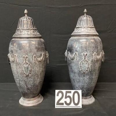 LOT#250: Bombay Company Covered Metal Urns