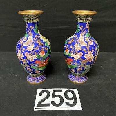 LOT#259: Pair of Cloisonne Vases