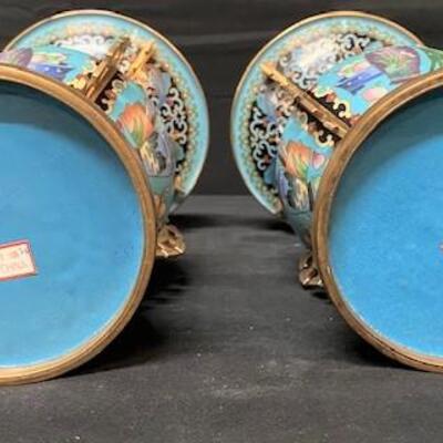 LOT#261: Pair of Jingea Cloisonne Vases