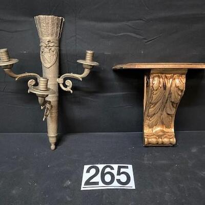 LOT#265: Wall Sconce & Wall Shelf Lot #2