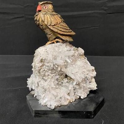 LOT#268: Brass Owl on Quartz