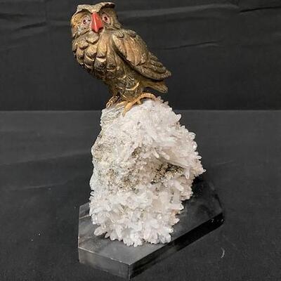 LOT#268: Brass Owl on Quartz