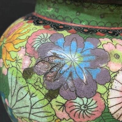 LOT#270: Antique Chinese Cloisonne Lidded Vases