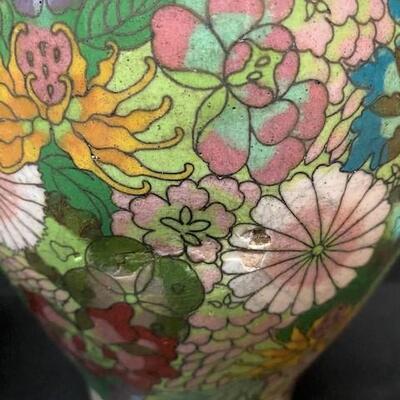 LOT#270: Antique Chinese Cloisonne Lidded Vases